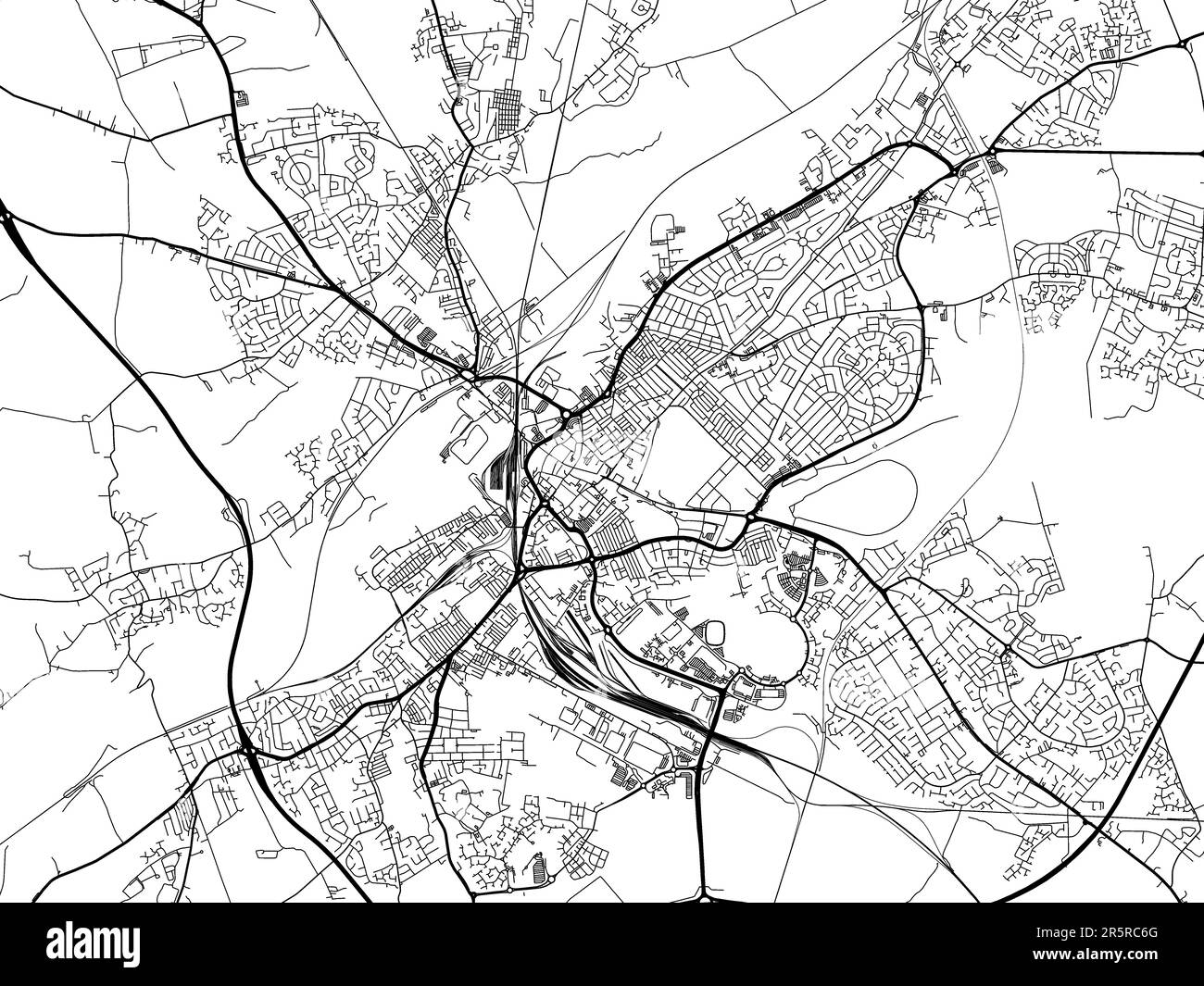 Road map della città di Doncaster nel Regno Unito su sfondo bianco. Foto Stock