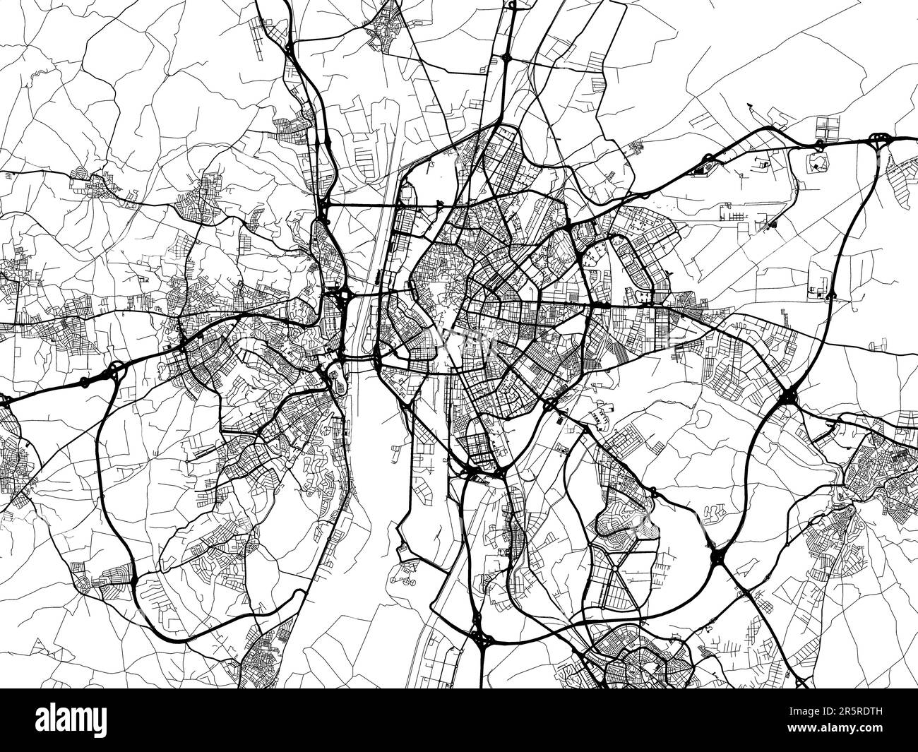 Mappa stradale vettoriale della città di Siviglia Metropolis in Spagna su sfondo bianco. Foto Stock