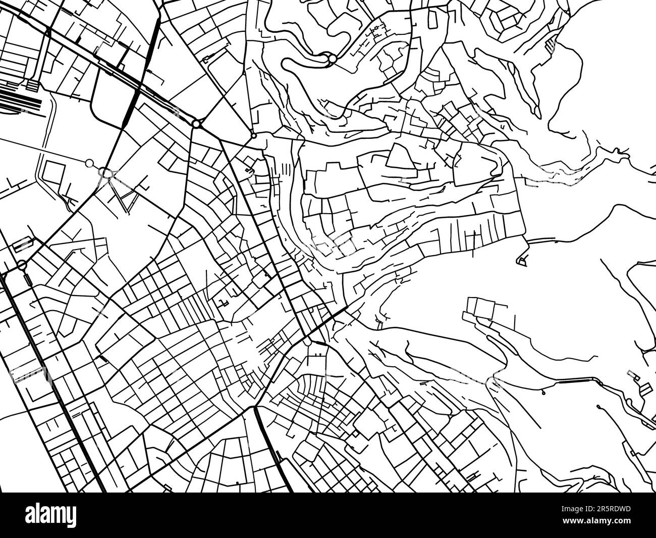 Mappa stradale vettoriale della città di Granada Centro in Spagna su sfondo bianco. Foto Stock