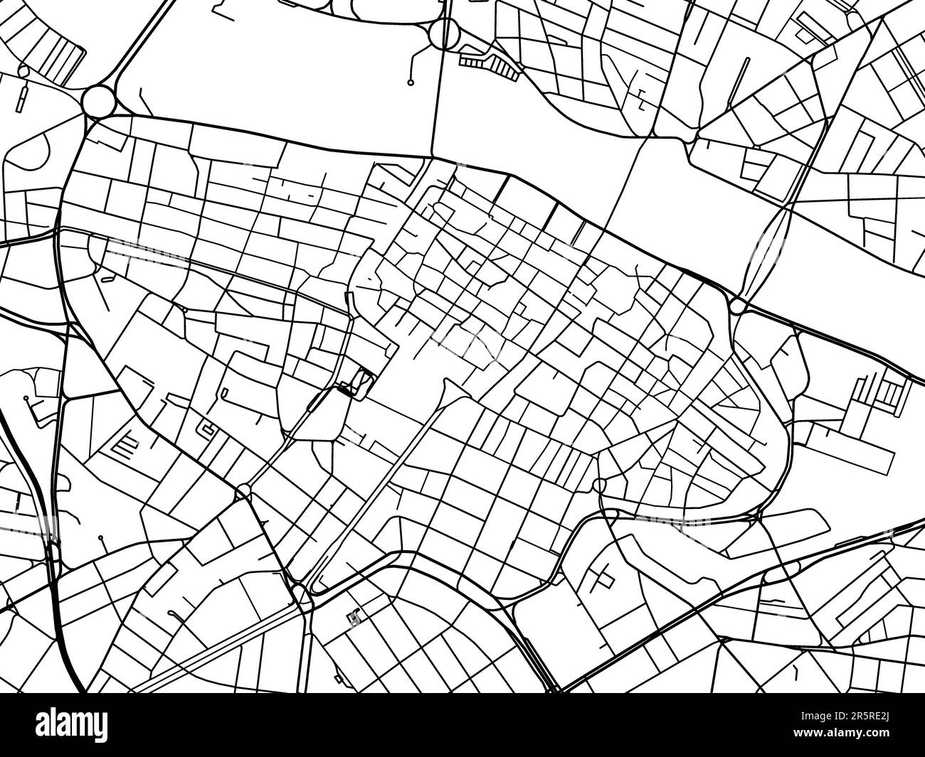 Mappa stradale vettoriale della città di Zaragoza Centro in Spagna su sfondo bianco. Foto Stock