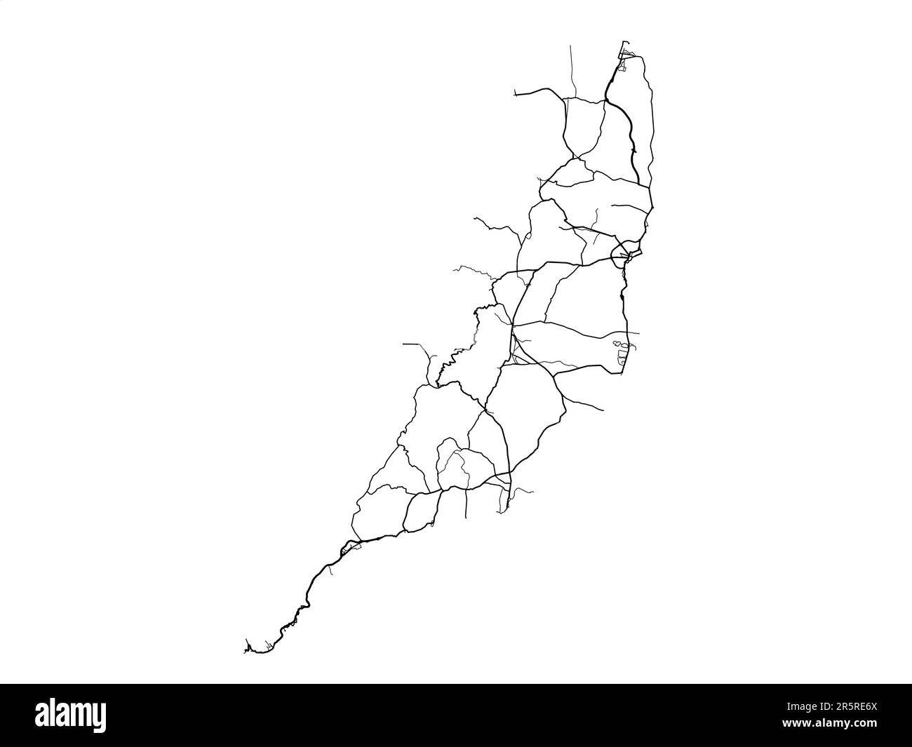 Mappa stradale vettoriale della città di Fuerteventura in Spagna su sfondo bianco. Foto Stock