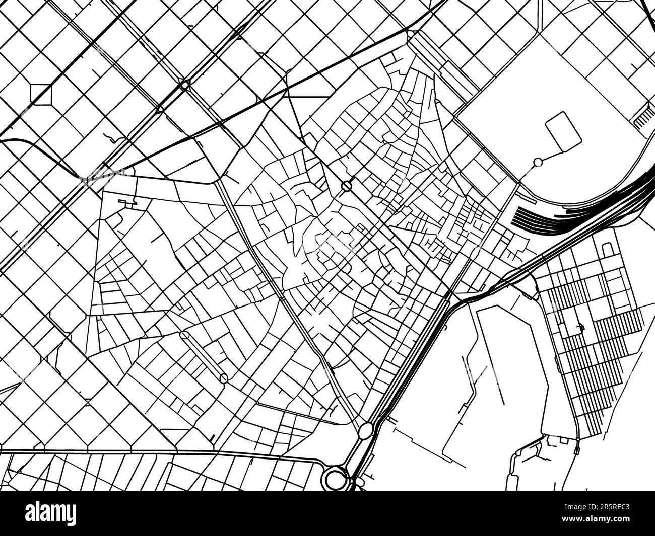 Mappa stradale vettoriale della città di Barcellona Centro in Spagna su sfondo bianco. Foto Stock