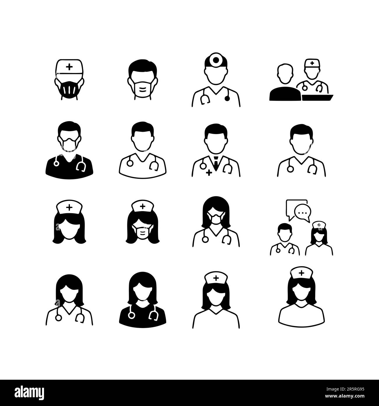 Icone della linea medico e infermiere impostate. Illustrazione vettoriale su sfondo bianco. Tratto modificabile Illustrazione Vettoriale Icone della linea medico e infermiere impostate. Illustrazione vettoriale su sfondo bianco. Tratto modificabile Illustrazione Vettoriale
