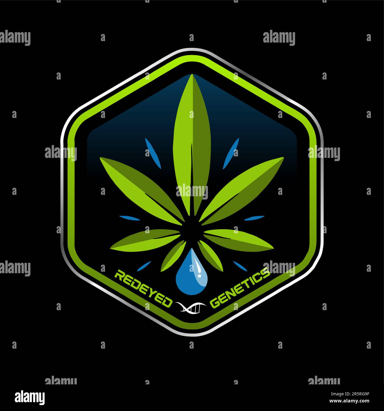marijuana medica, logo a foglia verde di cannabis. illustrazione vettoriale. Illustrazione Vettoriale