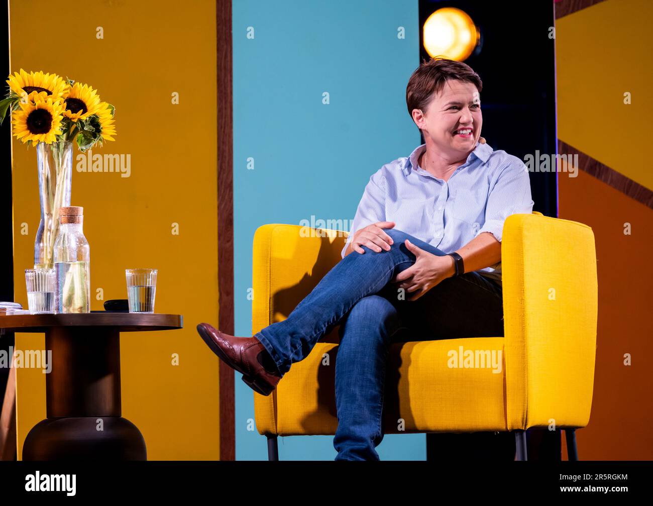 L'ex leader conservatore scozzese Ruth Davidson ha intervistato Fringe-by-the-Sea, North Berwick, East Lothian, Scotland, REGNO UNITO Foto Stock