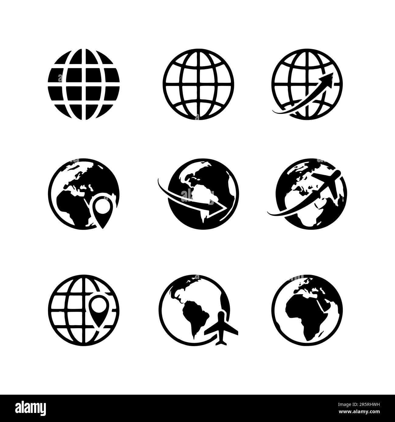 icona a forma di globo del set di immagini web Illustrazione Vettoriale