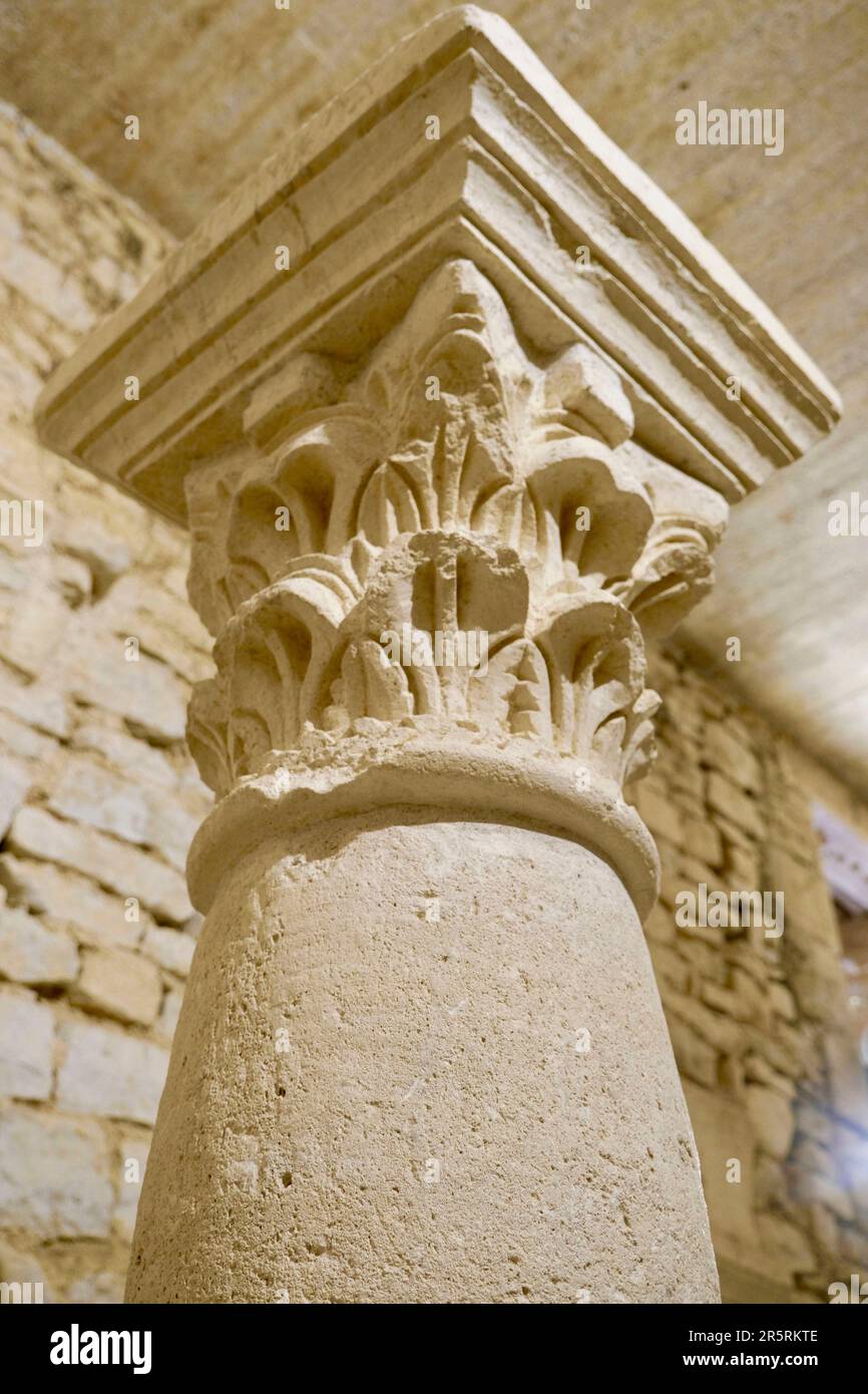 Francia, Cote d'Or, Flavigny sur Ozerain, etichettato Les Plus Beaux Villages de France (i più bei villaggi della Francia), cripta carolingia dell'ex abbazia benedettina che ospita la fabbrica Anis de Flavigny Foto Stock