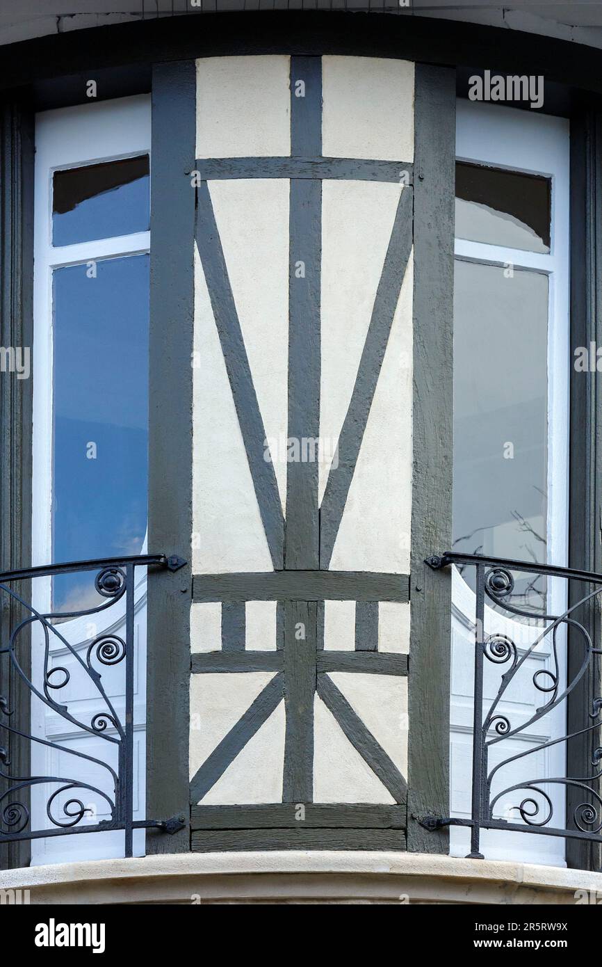 Francia, Meurthe et Moselle, Nancy, dettaglio della facciata della casa chiamata Villa Marguerite costruita tra il 1902 e il 1903 dagli architetti Joseph Hornecker e Henri Gutton in stile Art Nouveau per Aime Prost, l'amministratore delle saline di Bosserville e l'ingegnere si trovano in Rue du Colonel Renard nel quartiere Parc de Saurupt Foto Stock