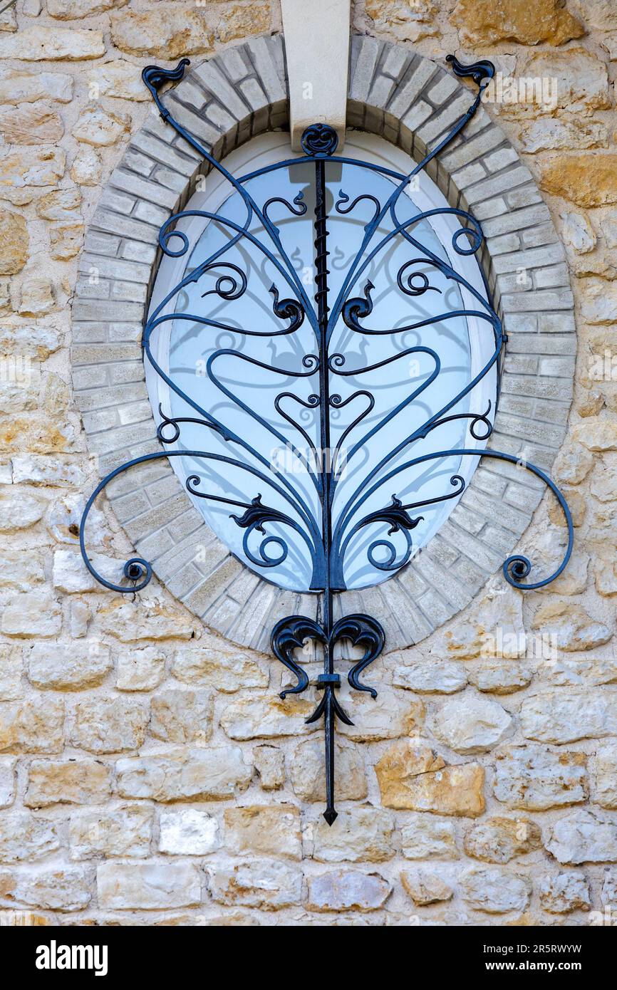 Francia, Meurthe et Moselle, Nancy, dettaglio della facciata della Villa Marguerite in stile Art Nouveau costruita tra il 1902 e il 1903 dall'ingegnere Henri Gutton e dall'architetto Joseph Hornecker per Aimé Prost ingegnere e amministratore delle saline di Bosserville situate in Rue du Colonel Renard nel Parc de Saurupt (Saurupt parc) Foto Stock