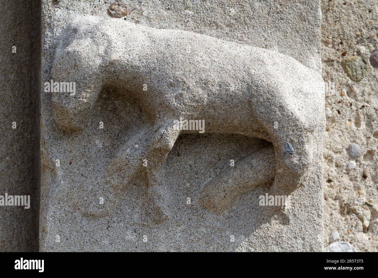 Animale - Chiesa di San Colombano - piccolo gioiello del romanico lombardo (12th c.) - Vaprio d'Adda, Milano, Italia Foto Stock