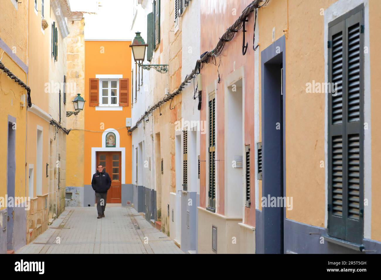 Spagna, Isole Baleari, Minorca, Ciutadella, centro storico, strada pedonale Foto Stock
