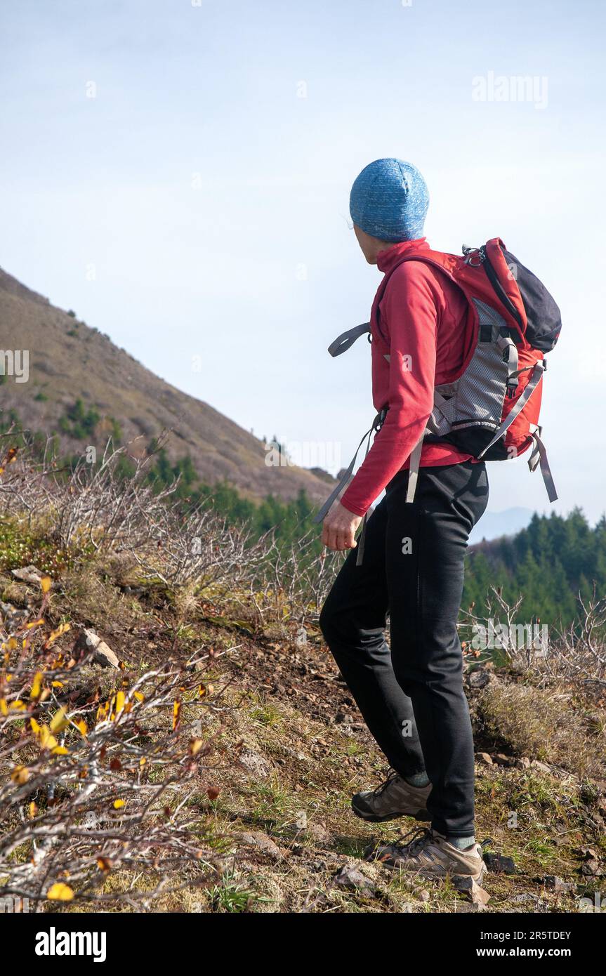 Escursione femminile Silver Star Mountain. Stato di Washington. STATI UNITI Foto Stock