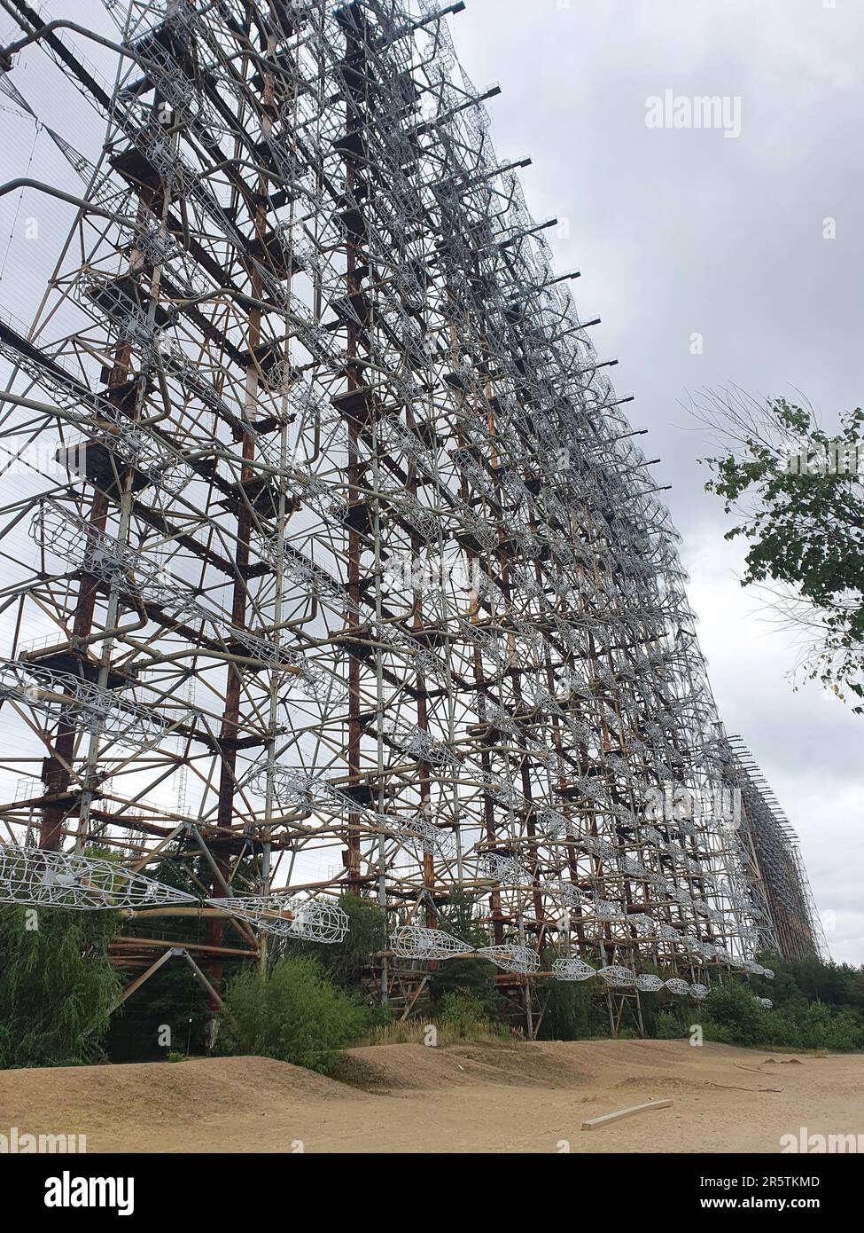 Il punto di vista di Duga, un sistema radar over-the-Horizon utilizzato in Unione Sovietica. Chernobyl, Ucraina. Foto Stock