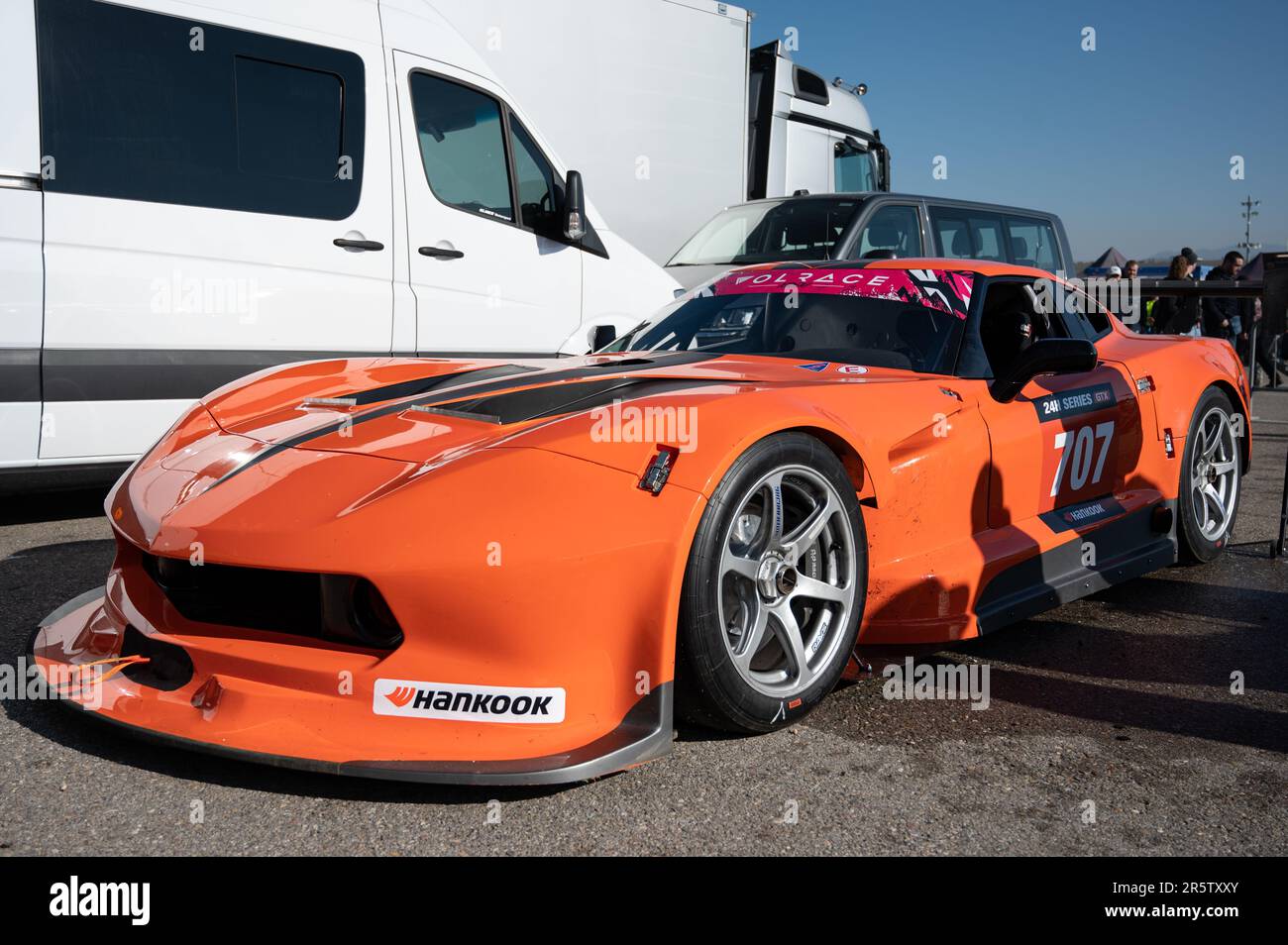 Dettaglio della Chevrolet Corvette C7 in gara alla resistenza 24h Foto Stock