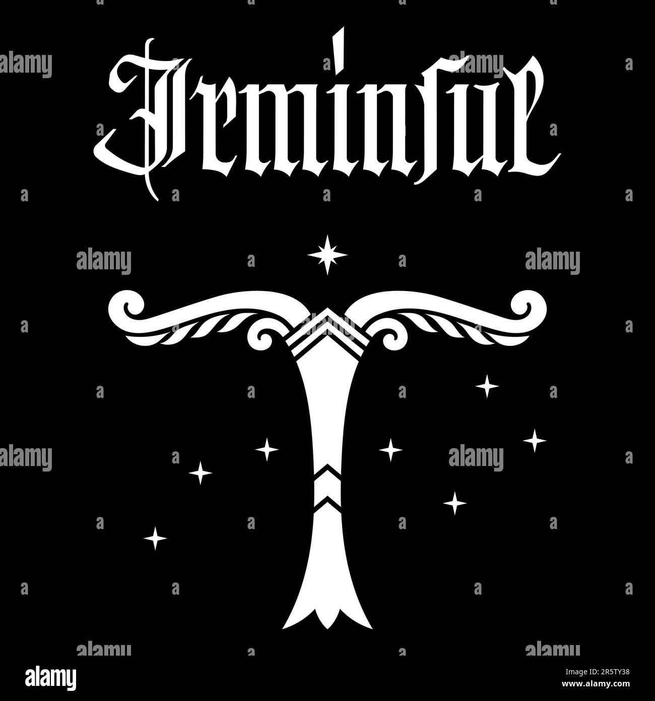 Vecchio design norreno. Immagine stilizzata dell'albero del mondo - Irminsul, dall'antica mitologia europea Illustrazione Vettoriale