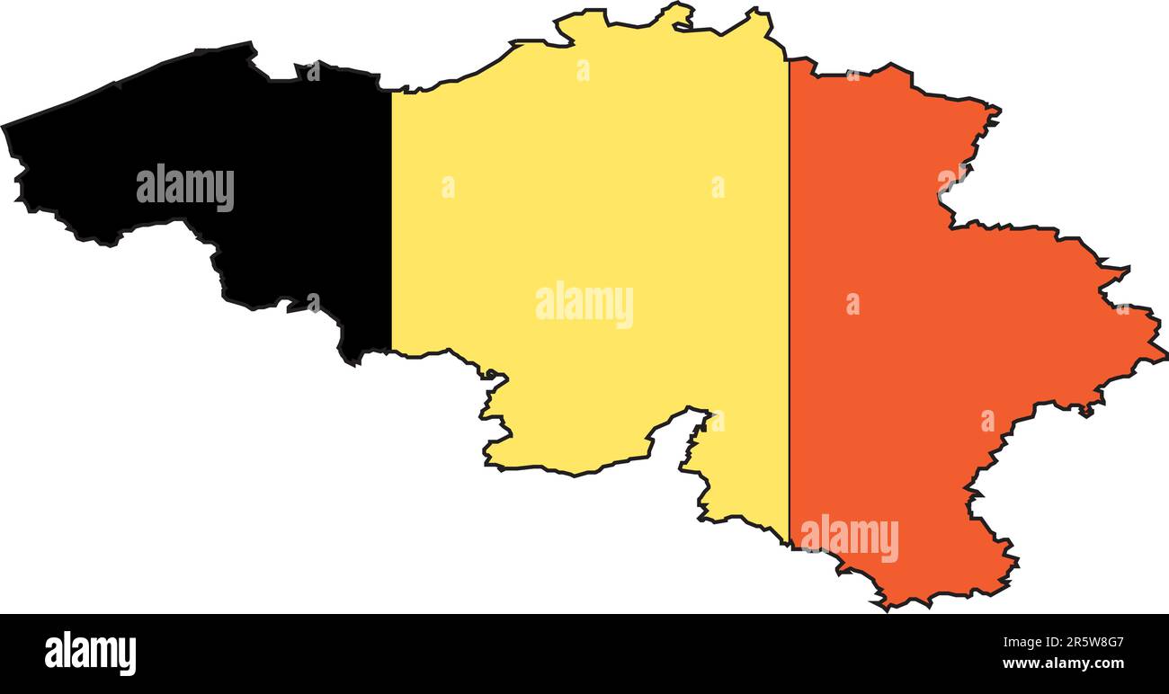 Illustrazione vettore di una mappa e bandiera dal Belgio Illustrazione Vettoriale