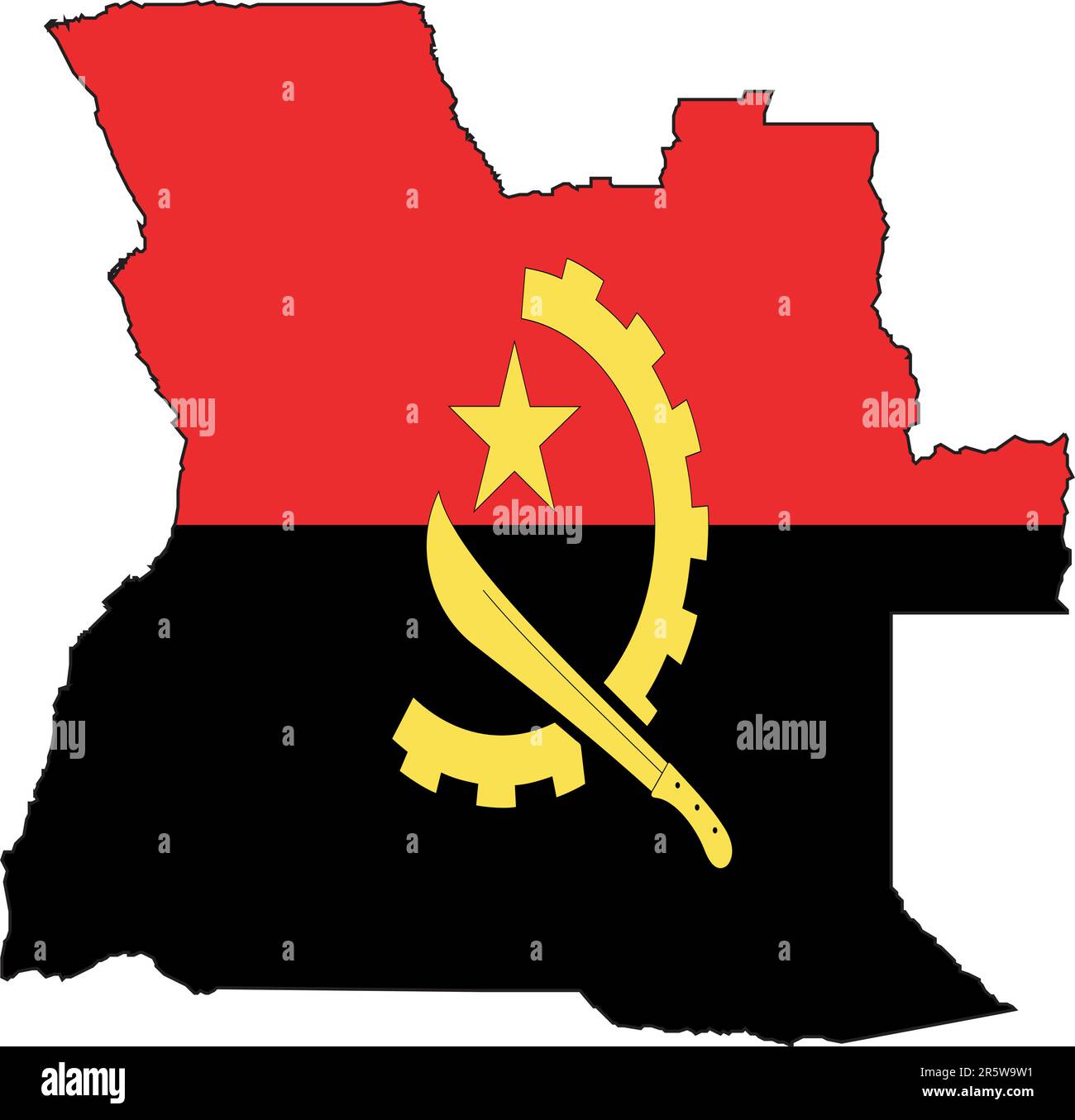 Illustrazione vettore di una mappa e bandiera dall'Angola Illustrazione Vettoriale