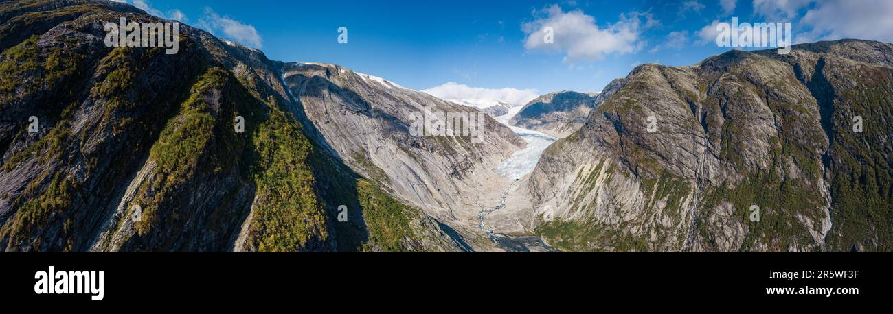 Ghiacciaio Nigardsbreen splendida vista panoramica aerea - Norvegia Viaggi Foto Stock