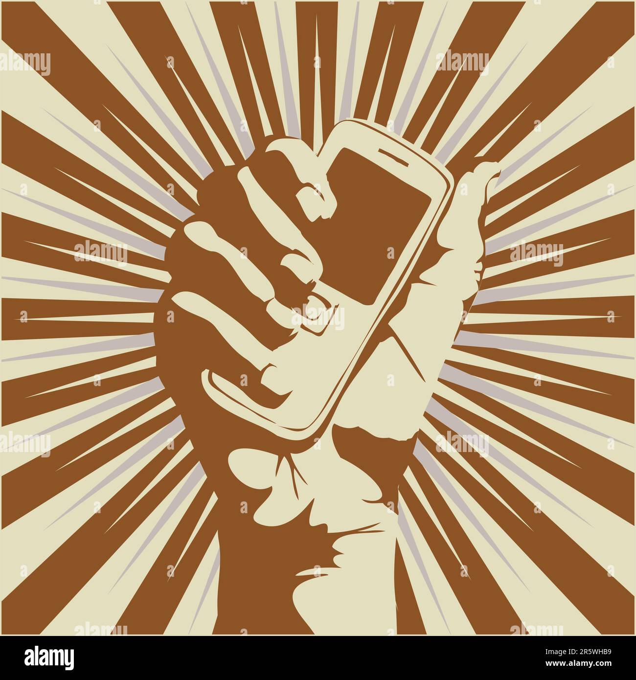 Profilo di una mano che tiene un telefono cellulare. Illustrazione Vettoriale. Illustrazione Vettoriale