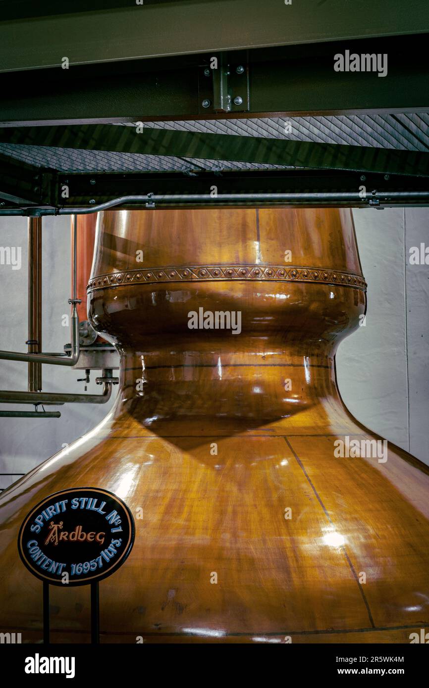 Ardbeg Distillery, isola di Islay, Ebridi Interne, Scotland, Regno Unito Foto Stock