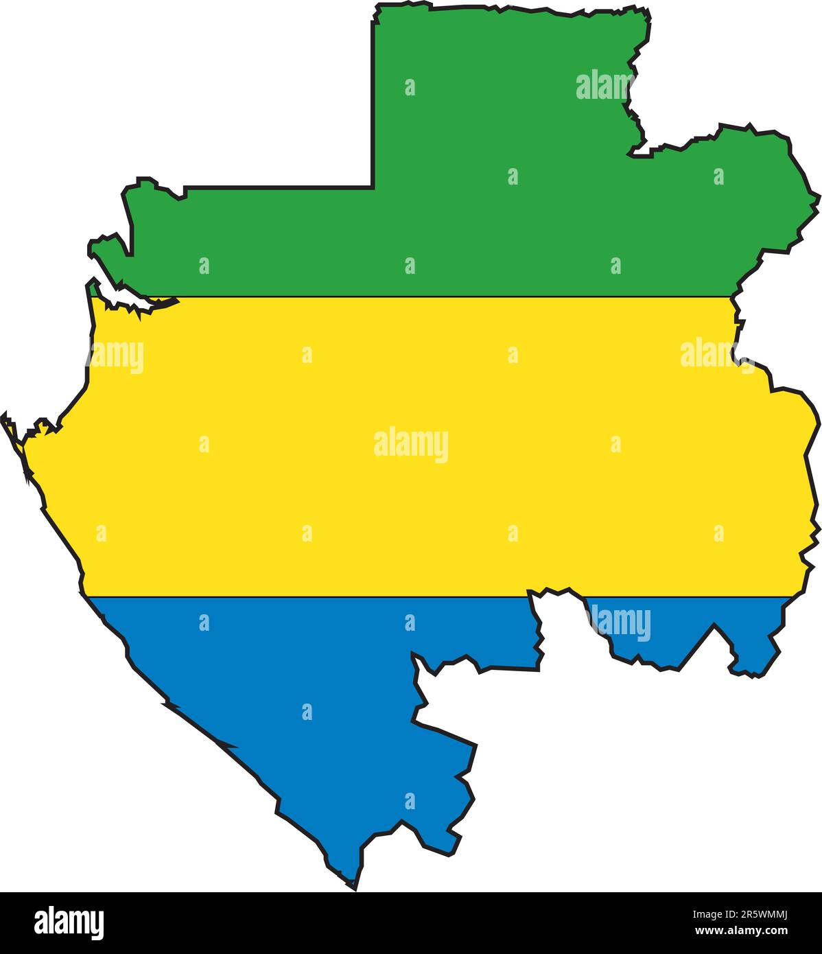 Illustrazione vettore di una mappa e bandiera dal Gabon Illustrazione Vettoriale