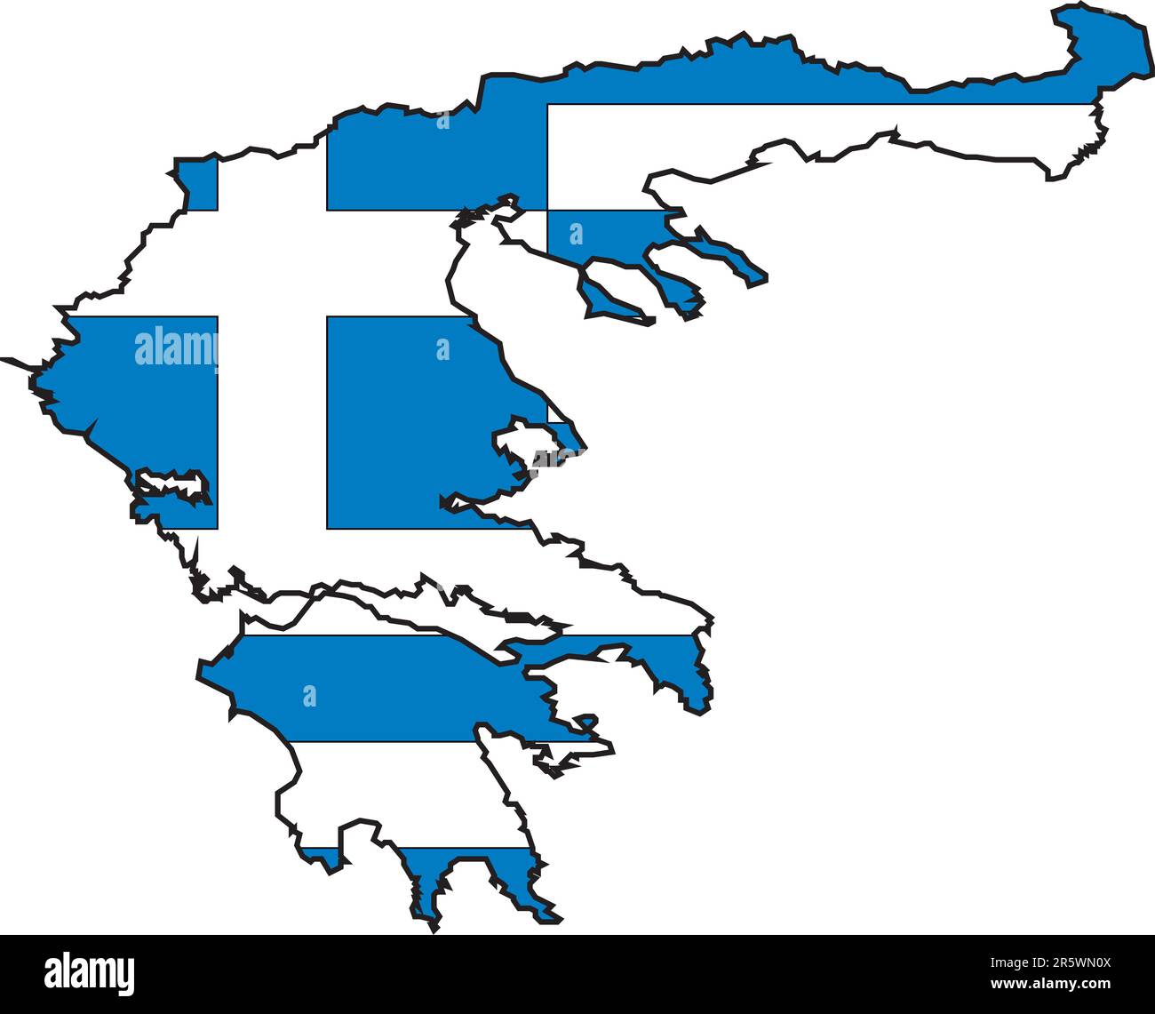Illustrazione vettore di una mappa e bandiera dalla Grecia Illustrazione Vettoriale