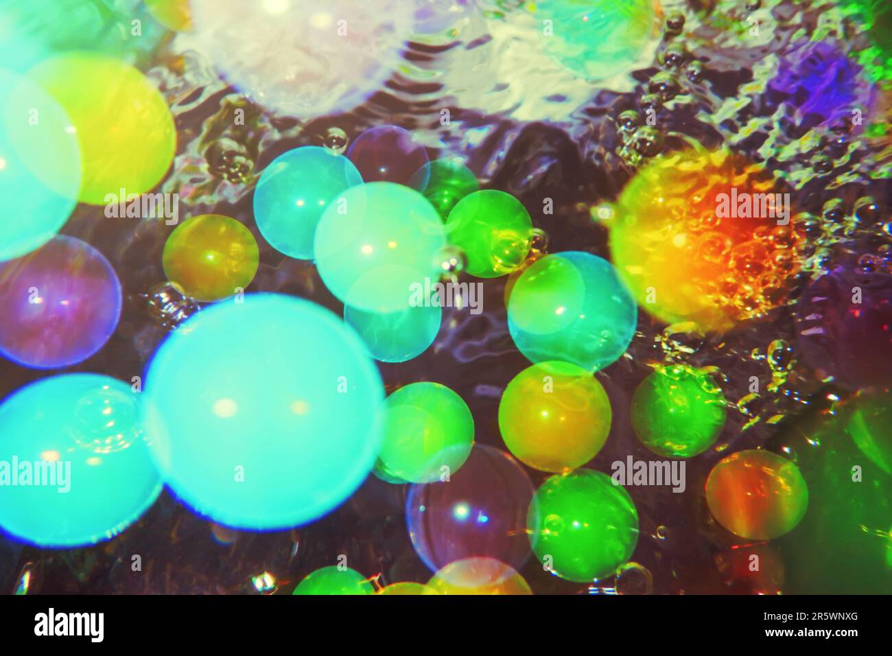 Bolle colorate sfondo, Abstract effetto bokeh colorato Foto Stock