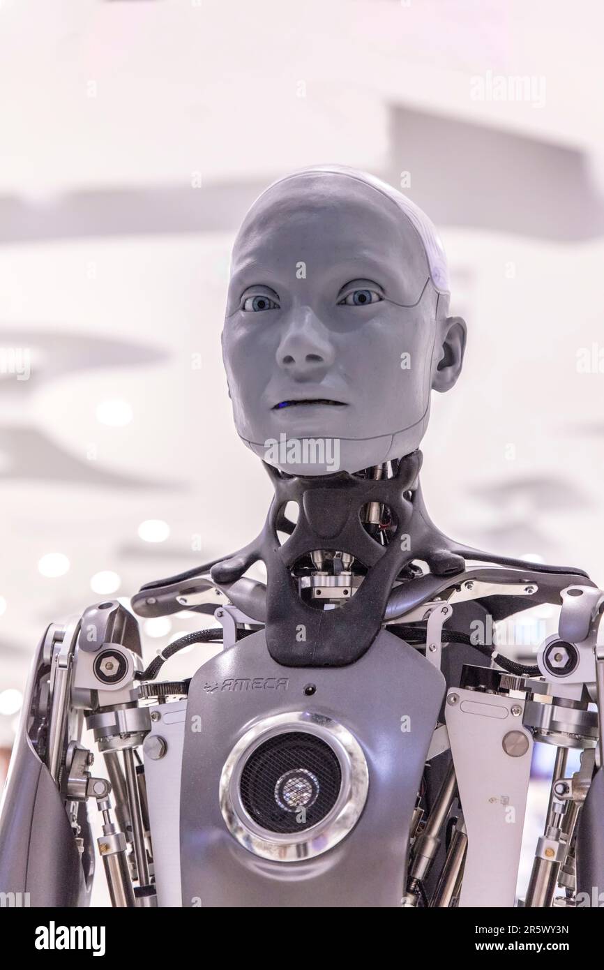 Humanoid ai robot Museum of the Future, Dubai, Emirati Arabi Uniti Foto Stock