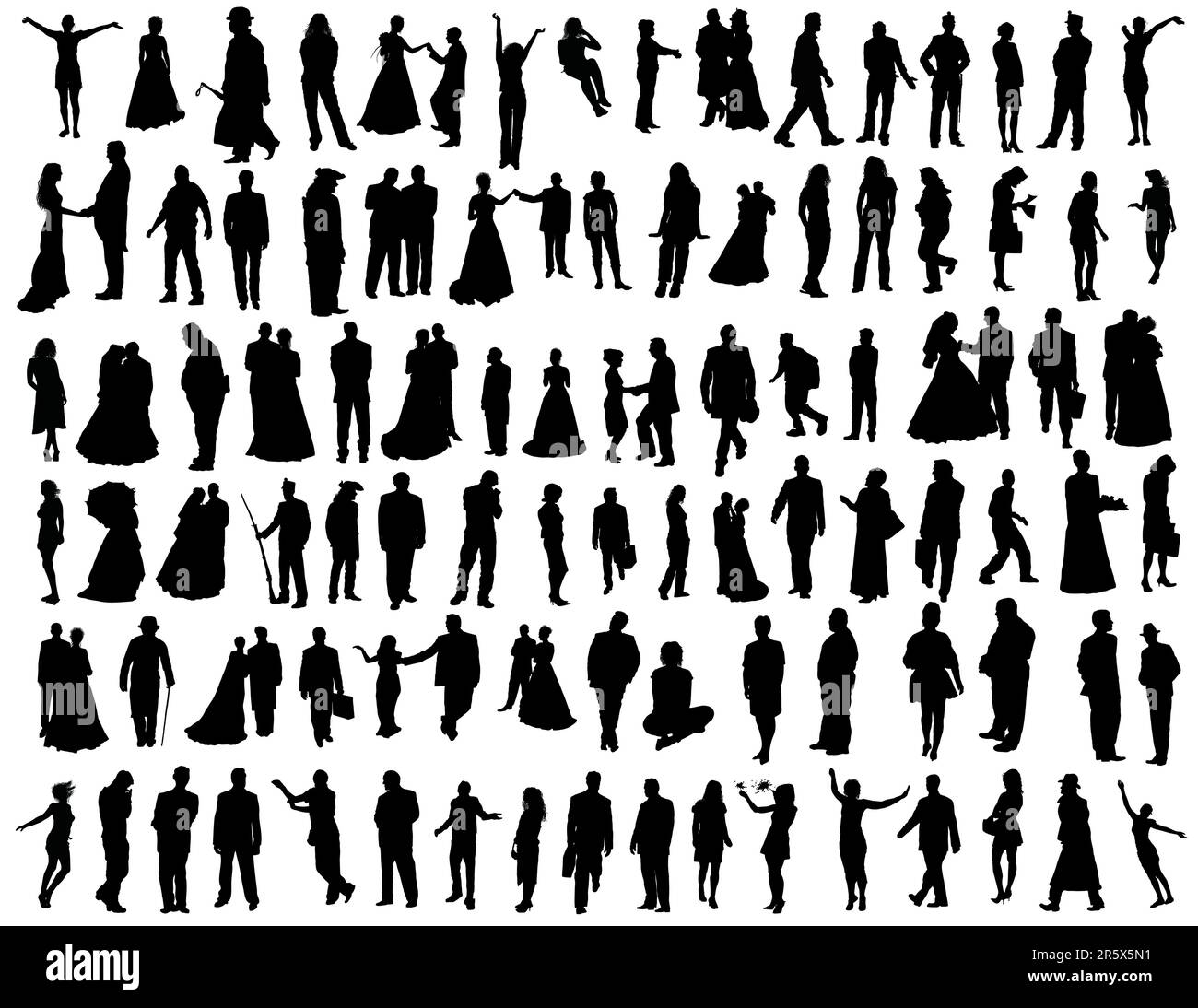 Grande collezione vettoriale di centinaia di persone diverse. Illustrazione Vettoriale