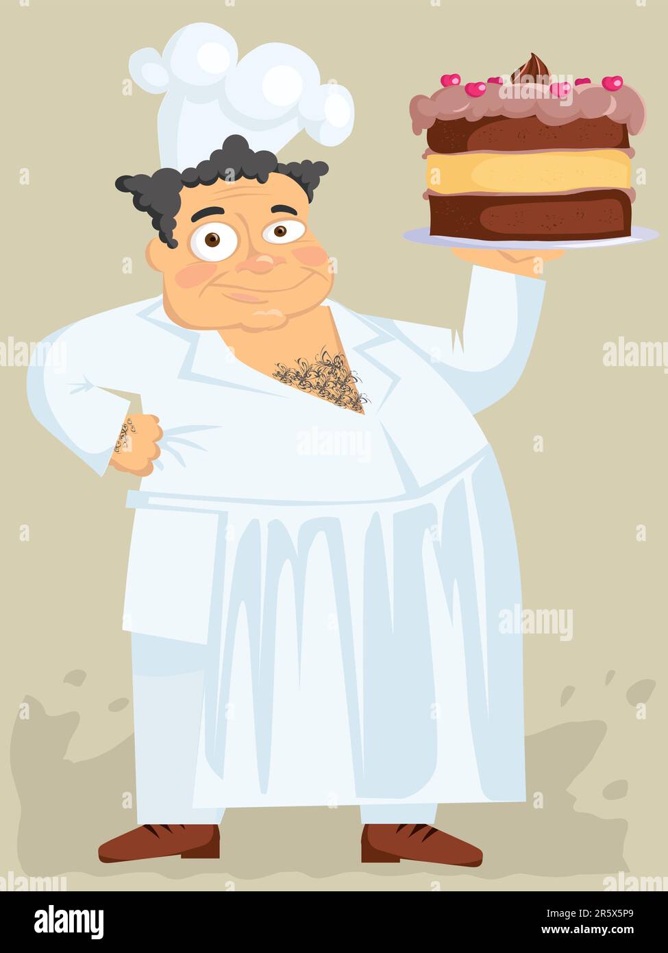 Il cuoco con una torta Illustrazione Vettoriale