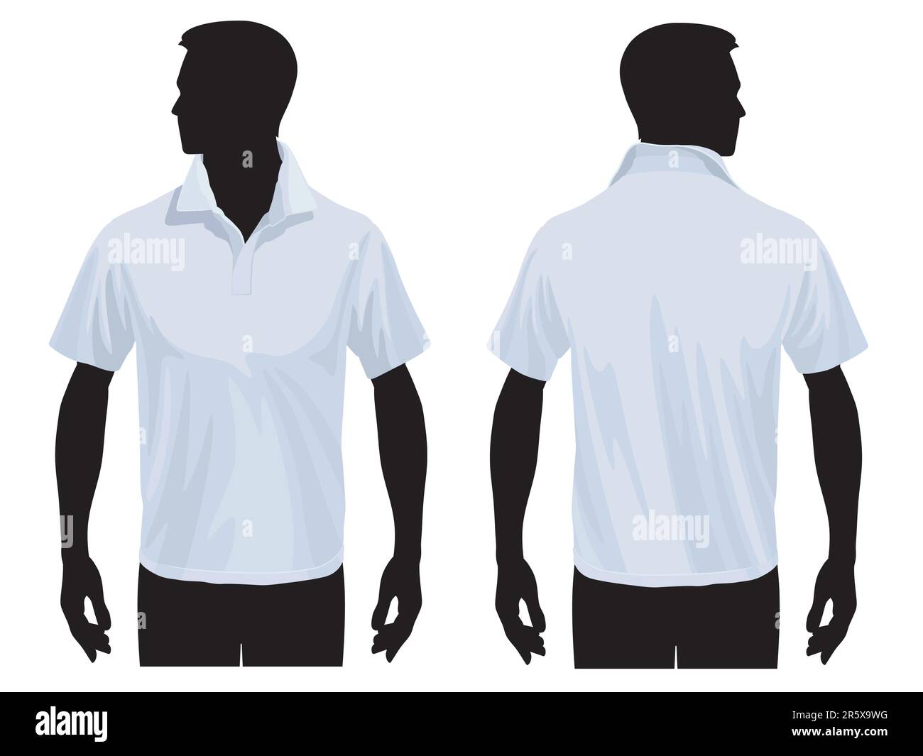 Modello di polo da uomo con silhouette umana Illustrazione Vettoriale