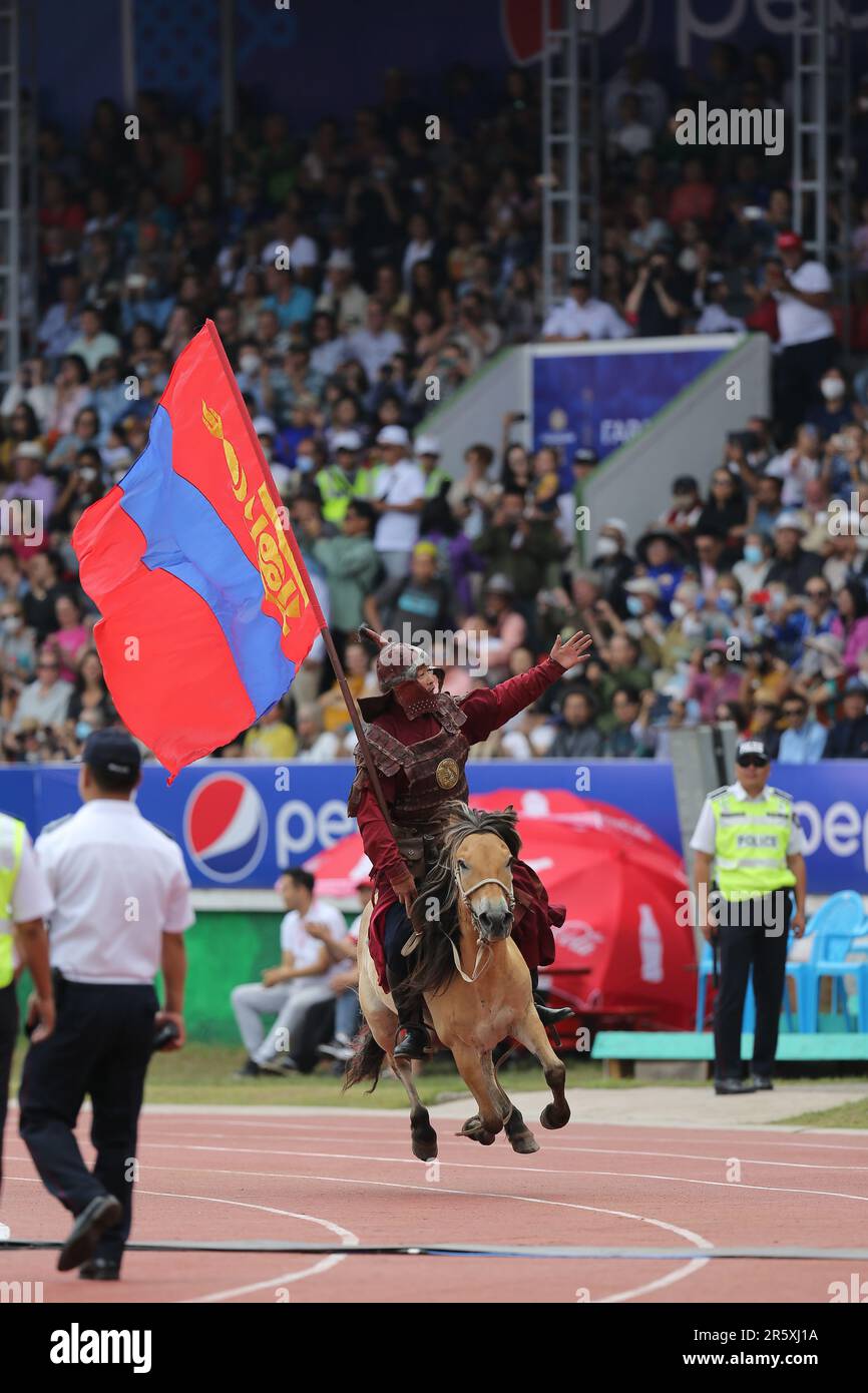 Apertura del 2022° festival naadam, mostra di cavalli, foto di L.Enkh-Orgil, Ulaanbaatar, Mongolia Foto Stock