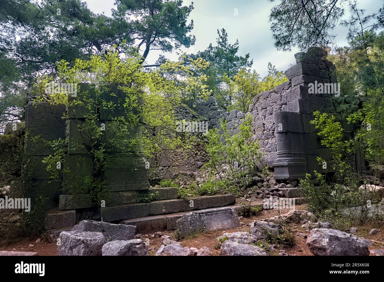 Rovine suggestive di Trebenna sulla Via Licia, Geyikbayırı, Turchia Foto Stock