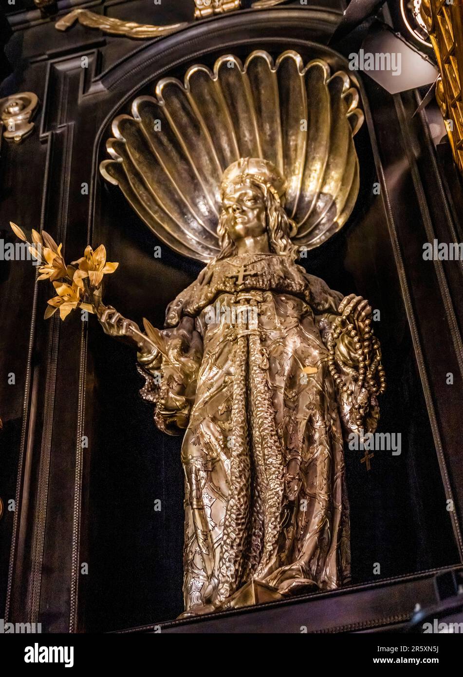 Statua della Vergine d'argento icona della Madonna nera Jasna Gora Czestochowy Polonia. Simbolo polacco scoperto Gerusalemme 326 d.C. artista San Luca. Foto Stock