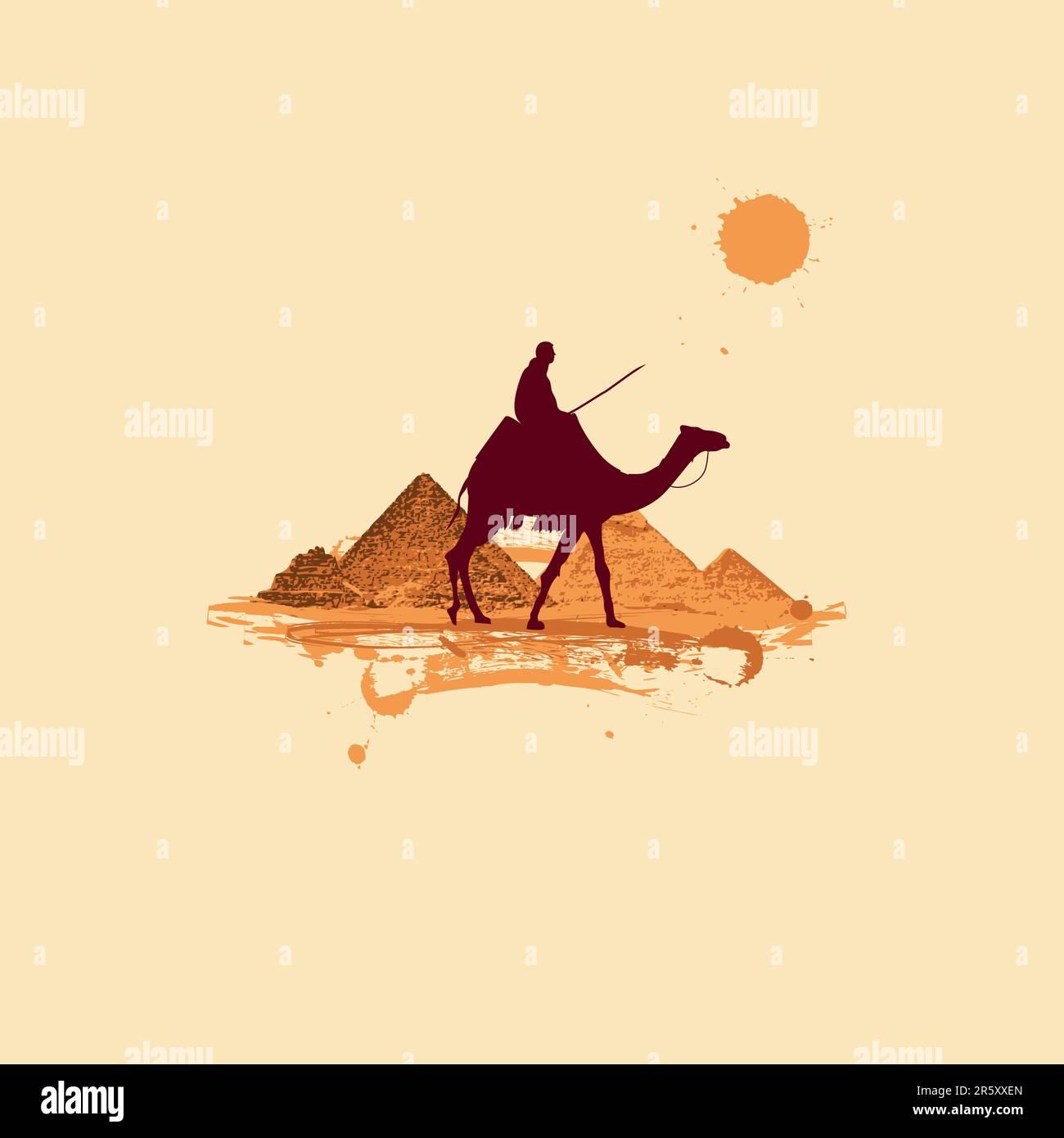 Piramide nel deserto, in viaggio Illustrazione Vettoriale