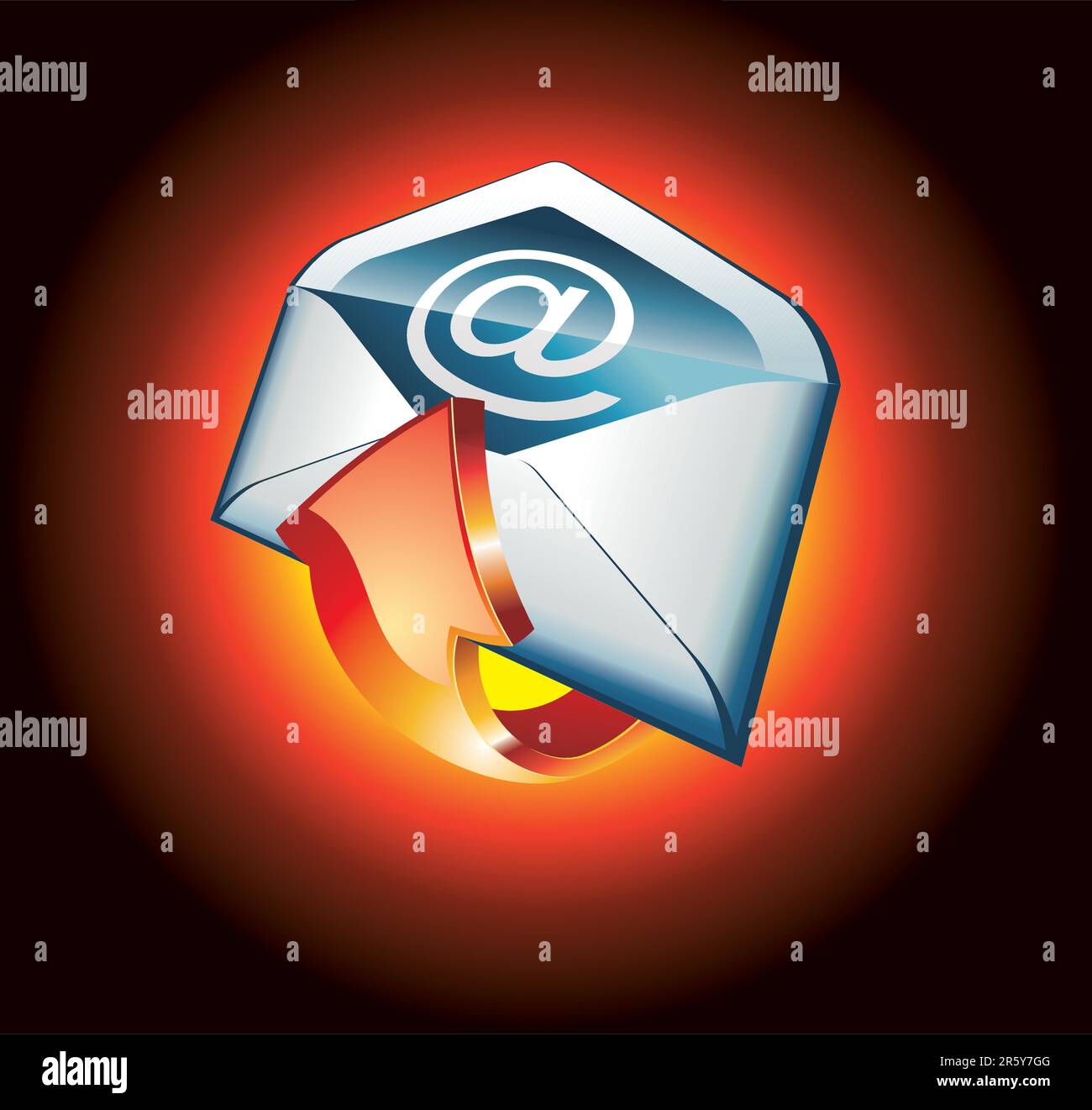 Icona Hot Email 3D colorata Illustrazione Vettoriale