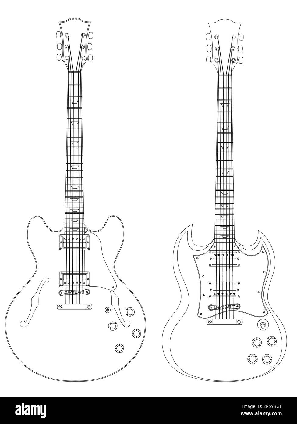 Immagine vettoriale isolata di chitarre elettriche su sfondo bianco. Illustrazione Vettoriale