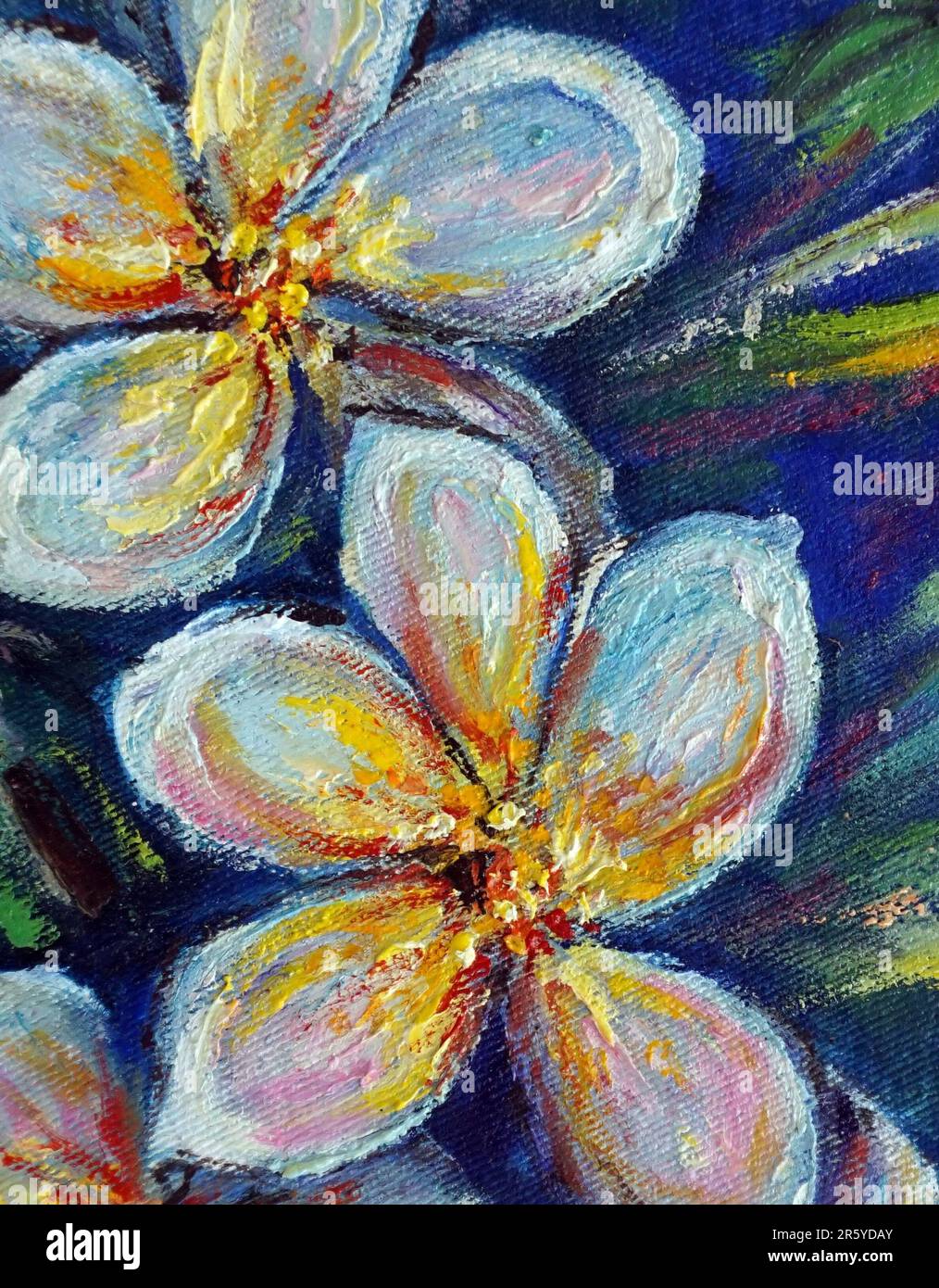 Arte pittura a olio colorato Plumeria fiore, fiore frangipani Foto Stock