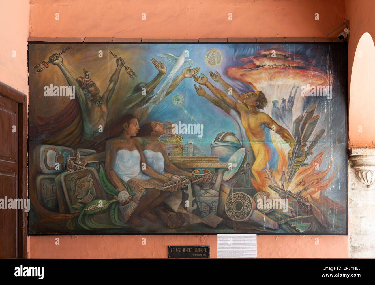 'Pace, Un desiderio universale', 'Paz, Anhelo Universal' dipinto di Manuel Lizamo 1986, Palacio Municipal, Merida, Stato dello Yucatan, Messico Foto Stock