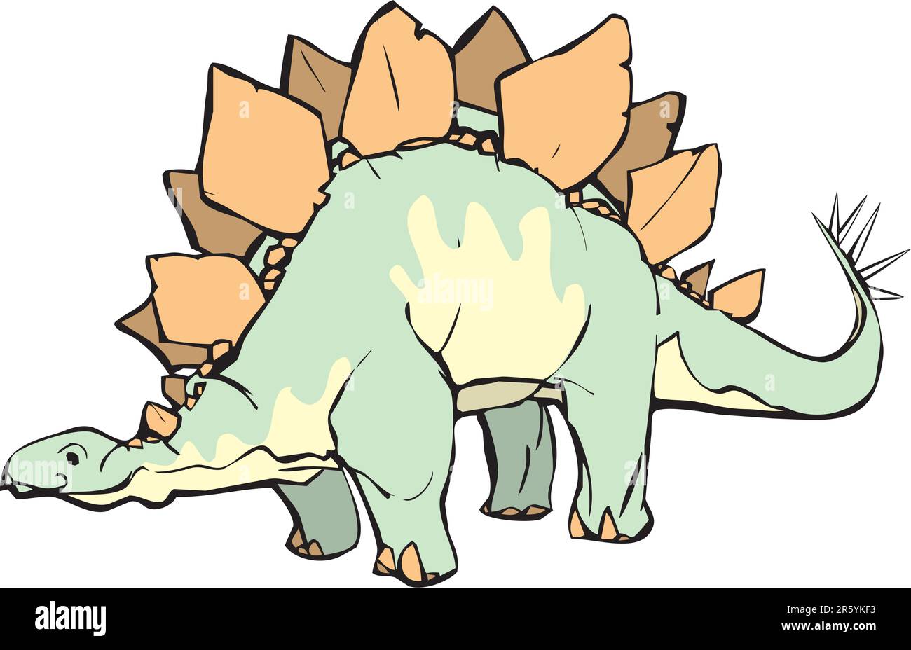 Stegosaurus con una piacevole espressione e motivi gialli. Illustrazione Vettoriale