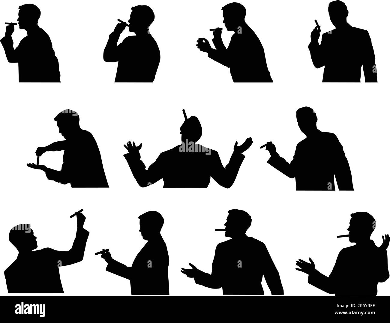 uomo che fuma silhouette Illustrazione Vettoriale