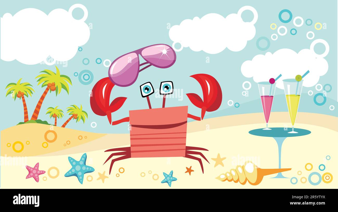 Granchio di mare in spiaggia Illustrazione Vettoriale