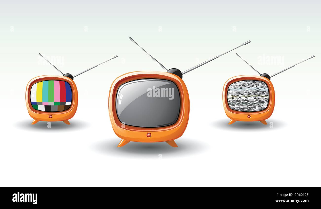 Illustrazione Vettoriale di funky design dallo stile della televisione carino Illustrazione Vettoriale
