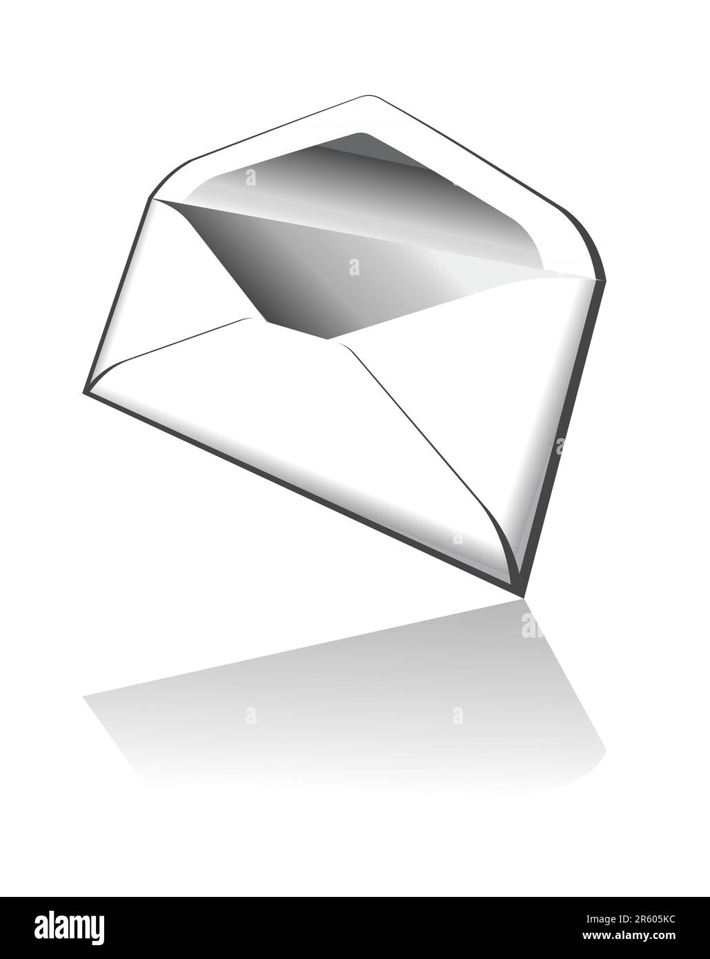 Icona e-mail tridimensionale con riflessione Illustrazione Vettoriale