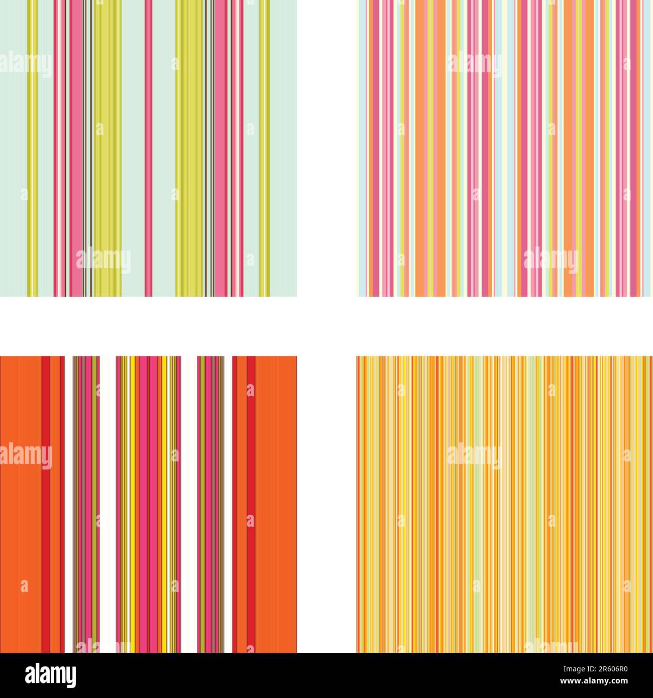 Quattro motivi a strisce vettoriali retrò (senza cuciture) in colori brillanti Illustrazione Vettoriale