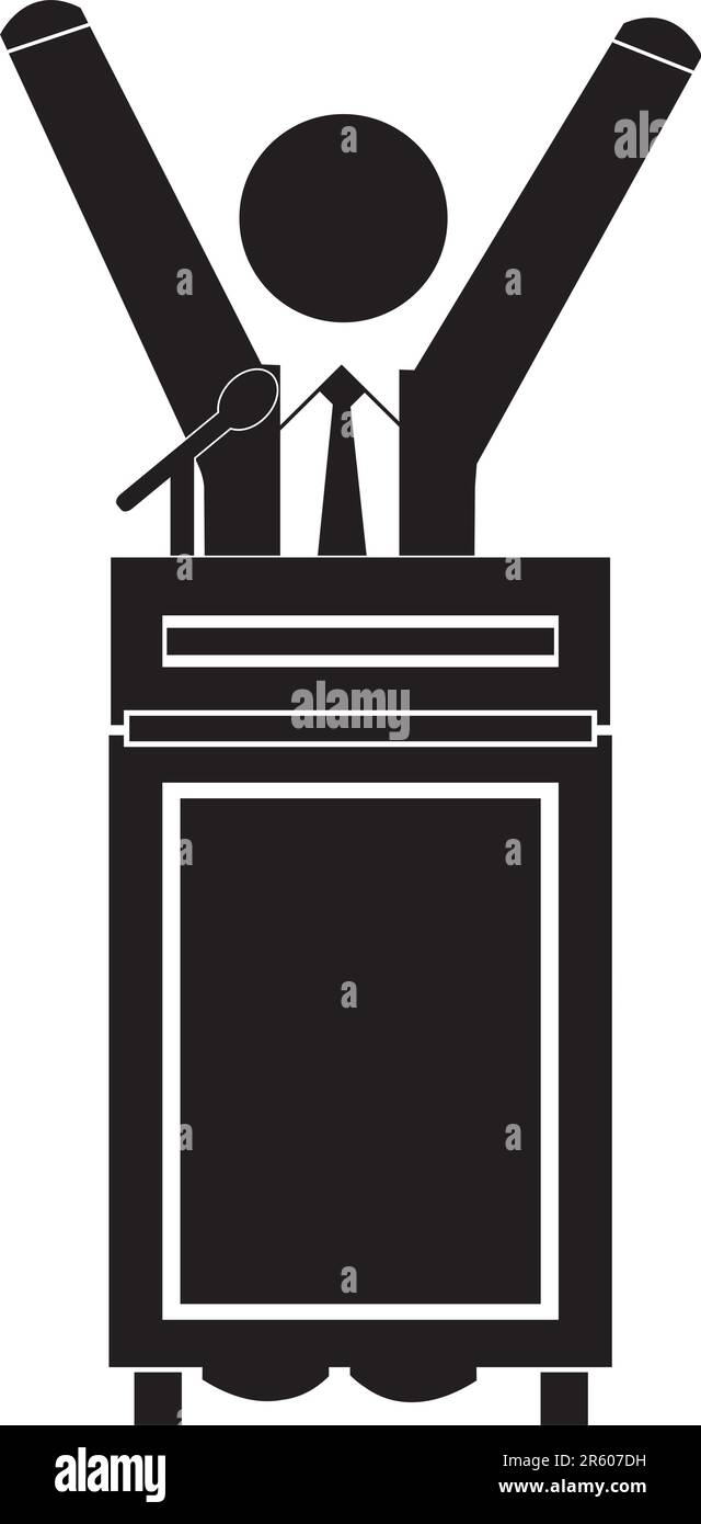 uomo d'affari che festeggia il successo sul podio Illustrazione Vettoriale