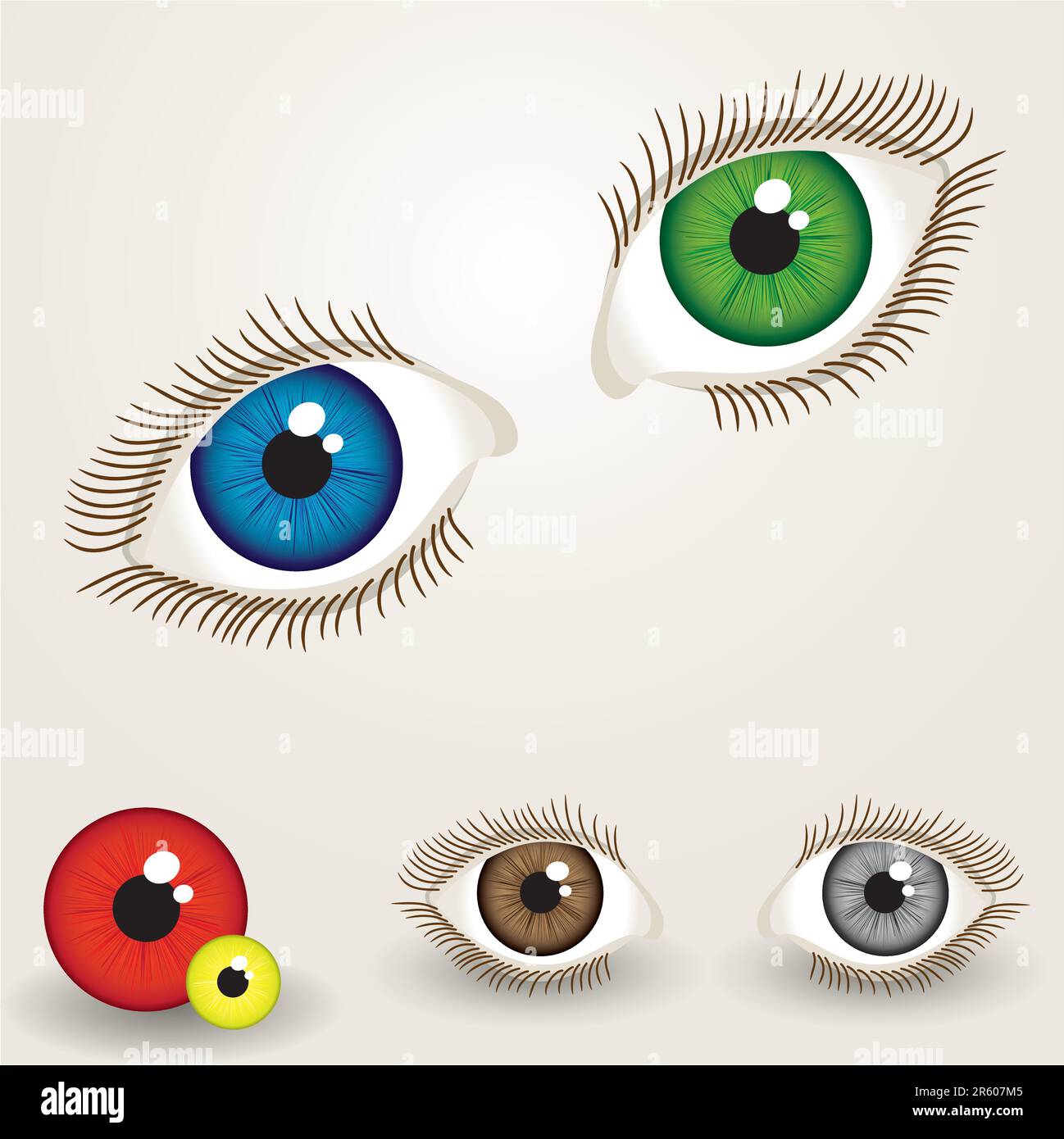 collezione di occhi colorati con pupilla facile da modificare Illustrazione Vettoriale