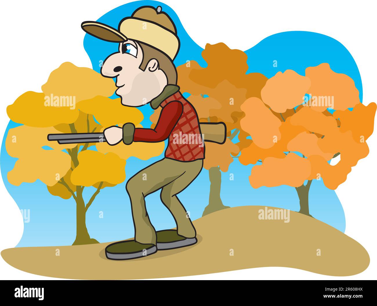 Illustrazione di un cacciatore che cerca la sua preda. Illustrazione Vettoriale