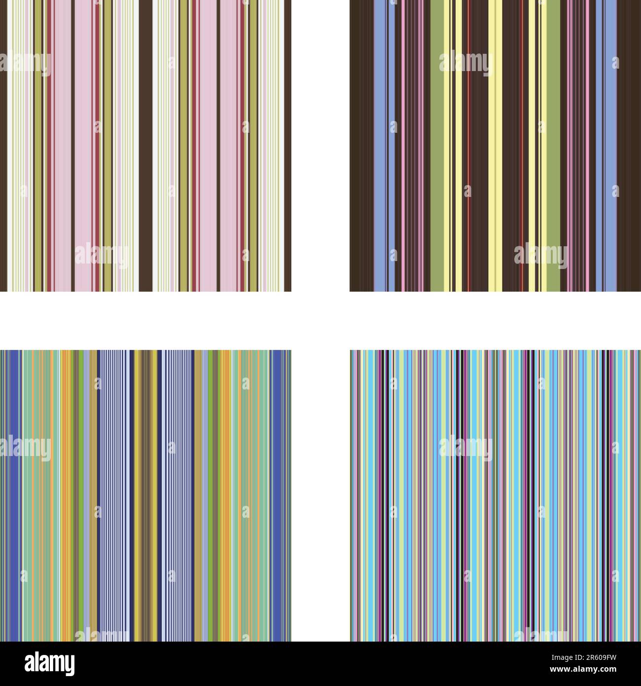 Quattro motivi a strisce vettoriali retrò (senza cuciture) in colori brillanti Illustrazione Vettoriale