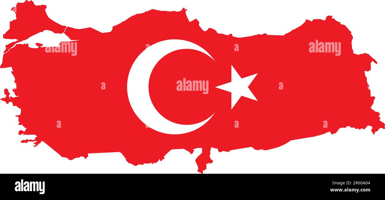 Mappa Vector Turkish con flag. Illustrazione Vettoriale